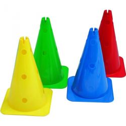 MULTI-PURPOSE HOLED MARKER CONES WITH SLOTTED TOP - HEIGHT 37 CM SET OF 4