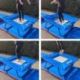 MINI TRAMPOLINE A RESSORT<br />115 X 115 X 45/55 CM<br />